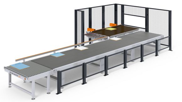 Workpiece return for automated edge processing Workpiece return for automated edge processing