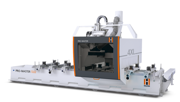3- and 4-axis CNC processing centre from Holzher can easily handle difficult machining jobs on solid wood and special materials 3- and 4-axes CNC machining centre for woodworking: massive building, highest flexibility